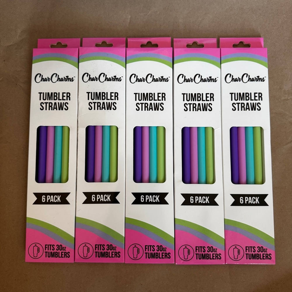 CharCharms 5 piece BUNDLE sale Tumbler Straws 6 Pack! $25 ships today!